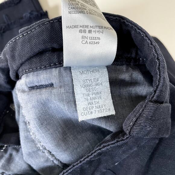 MOTHER Navy‎ Blue The Punk 76 Ankle Pants Raw Hem 26 High Rise USA Premium - Picture 8 of 9